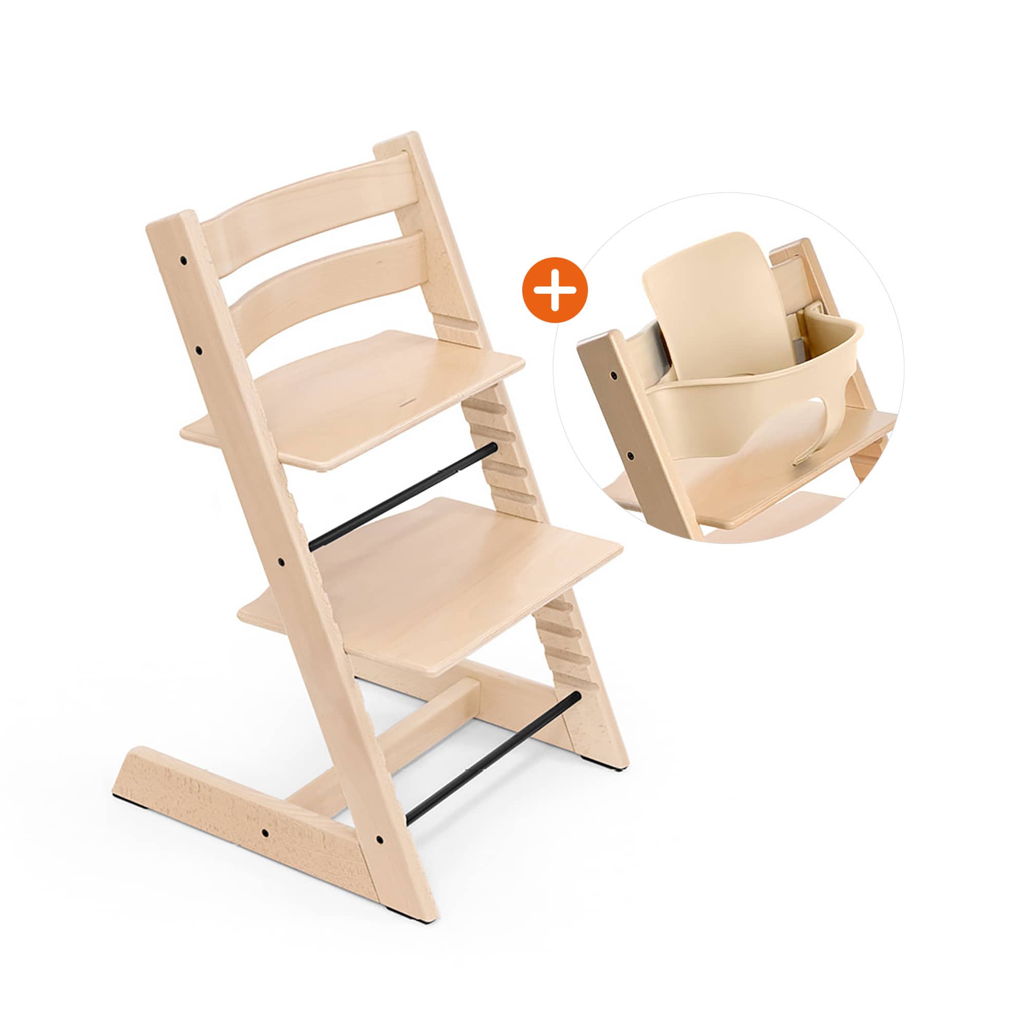 Stokke Tripp Trapp Hochstuhl in Natur mit passendem Baby Set
